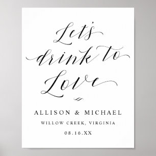 Poster Boissons pour aimer Script Réception Dîner Signe