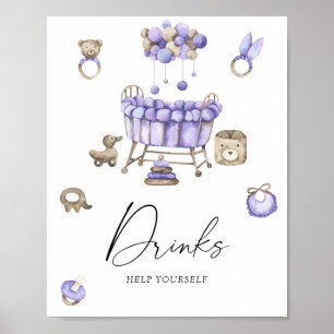 Poster Boissons pour baby shower de la nurserie