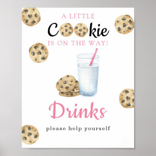 Poster Boissons pour Baby shower Gâteaux & lait à l'aquar