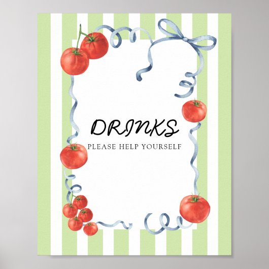 Poster Boissons pour Baby shower Tomate (Devant)