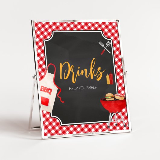 Poster Boissons Red En vichy Baby shower barbecue