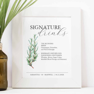 Poster Boissons Signature 8x10 Panneau de mariage au roma