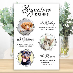 Poster Boissons Signature Animaux Personnalisées Bar à Co