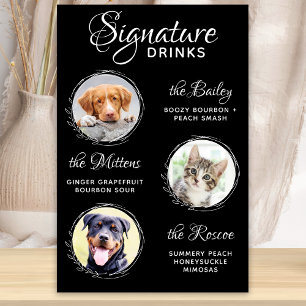 Poster Boissons Signature Animaux Personnalisées Bar à Co
