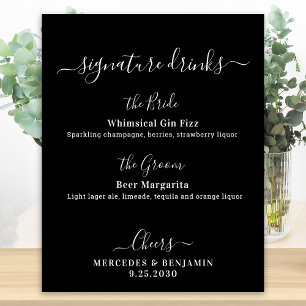 Poster Boissons Signature Black Bar de Mariage Personnali