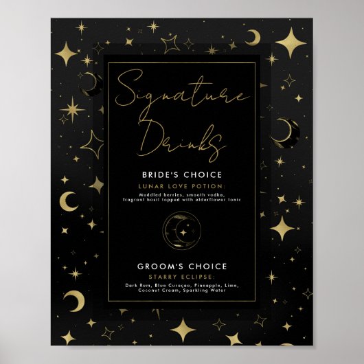 Poster Boissons Signature Black & Gold Celestial Moon Sta (Devant)
