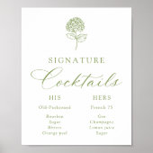Poster Boissons Signature Classiques Hydrangea Vert Olive (Devant)