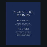 Poster Boissons Signature Classiques Minimalistes Bleu Nu<br><div class="desc">Ce poster de boissons signature classiques minimalistes bleu nuit argent est idéal pour un mariage simple, moderne, romantique et élégant. La palette de couleurs bleu nuit foncé et la typographie vintage minimaliste lui donnent une touche chic et formelle. Le design est flexible, parfait pour une soirée contemporaine basique, un mariage...</div>