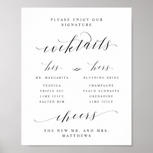 Poster Boissons Signature Cocktails Menu du Bar Lui & Ell (Devant)