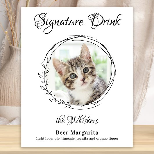 Poster Boissons Signature de Mariage de Chat Bar de Photo