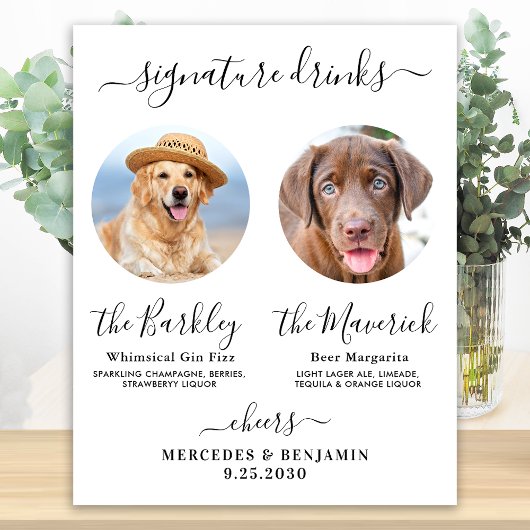 Poster Boissons Signature de Mariage de Chien de Compagni