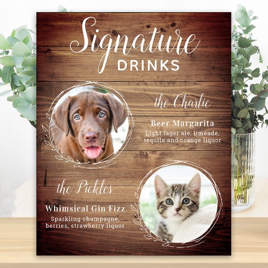 Poster Boissons Signature de Mariage de Chien de Compagni