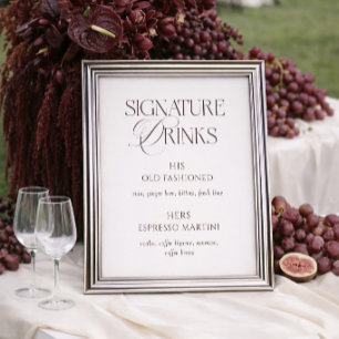 Poster Boissons Signature de Mariage Ivory & Brown