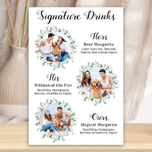 Poster Boissons Signature Élégant Mariage d'Animaux de Co