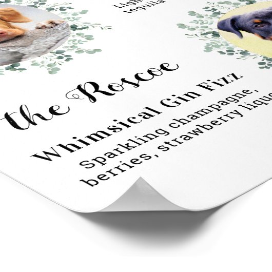 Poster Boissons Signature Élégantes Mariage Chien 2 Photo (Coin)