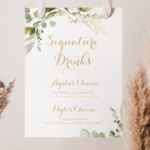 Poster Boissons Signature Eucalyptus Vert Sauge Or