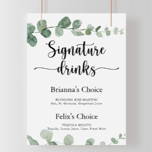 Poster Boissons Signature Green Delight Panneau Eucalyptu
