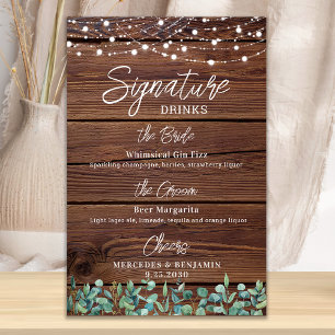 Poster Boissons Signature Guirlandes Lumineuses Bar de Ma