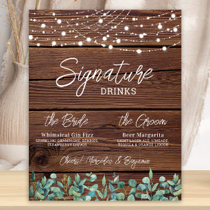 Poster Boissons Signature Guirlandes Lumineuses Eucalyptu