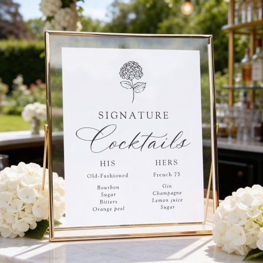Poster Boissons Signature Hydrangea Charbon Classique