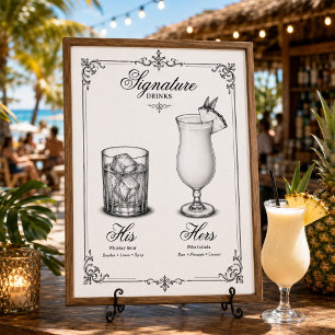 Poster Boissons Signature Mariage À Lui et À Elle