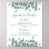 Poster Boissons Signature Mariage Eucalyptus Personnalisé (Devant)