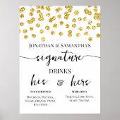 Poster Boissons Signature Points Pailletés Or Mariage (Devant)