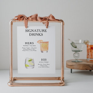 Poster Boissons signatures Menu de cocktail de mariage Af