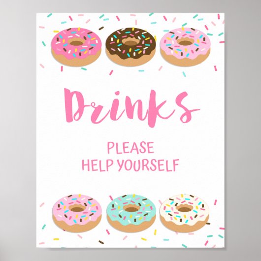 Poster Boissons S'Il Vous Plaît S'Aider Pink Donut Douche (Devant)