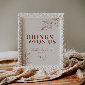 Poster Boissons Sur Nous Boho Mariage Sign