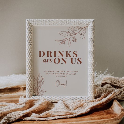 Poster Boissons Sur Nous Boho Mariage Sign