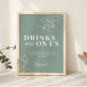 Poster Boissons Sur Nous Boho Sage Green Mariage Signal