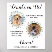 Poster Boissons Sur Nous Chien Open Bar Photo Animaux Mar (Devant)