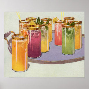 Poster Boissons vintages, boissons avec des glaçons sur