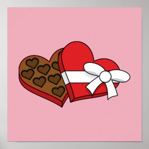 Poster Boîte à chocolat de coeur de la Saint-Valentin