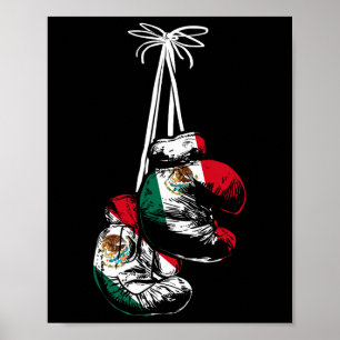 Poster Boîte à Drapeau Mexicaine Gants de boxe Boxe