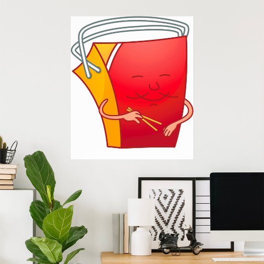 Poster Boite à emporter avec baguettes Amusante cuisine a