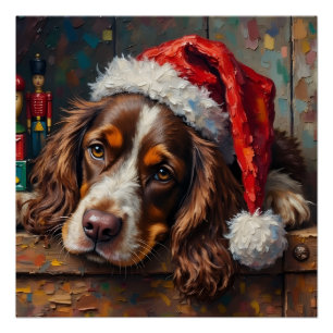 Poster Boîte à jouets de Noël vintage pour chien Cocker S