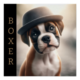 Poster Boîte à mignon Chien Boxer – Art de Chien Stylé