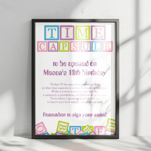 Poster Boîte à souvenirs pour premier anniversaire Douce
