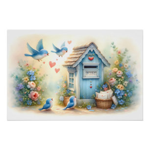 Poster Boîte aux lettres Bleue de Lettres d'Amour Cottage