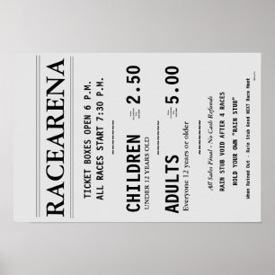 POSTER BOÎTE DE BILLETS RACEARENA BUREAU BILL DANBURY FAI