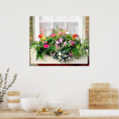Poster Boîte de fenêtre de couleurs, en cascade de fleurs (Cuisine)