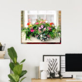 Poster Boîte de fenêtre de couleurs, en cascade de fleurs (Bureau à domicile)