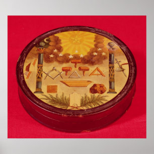 Poster Boîte ovale peinte, avec symboles de la franc-maço