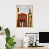 Poster Boîte téléphonique et tour de Big Ben (Bureau à domicile)