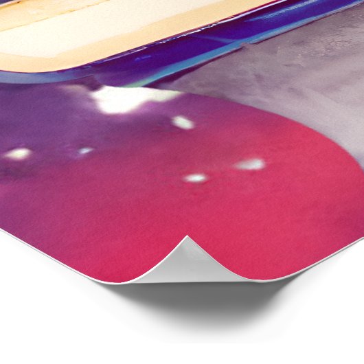 Poster Boîtes et couleur bleue d'aquarelle Script devis p (Coin)