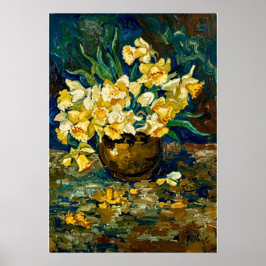 Poster Bol à la Van Gogh avec jonquilles (Devant)