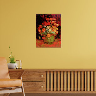 Poster Bol avec Zinnias par Vincent van Gogh,