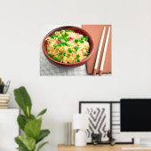 Poster Bol Brown avec une portion de riz cuit (Bureau à domicile)